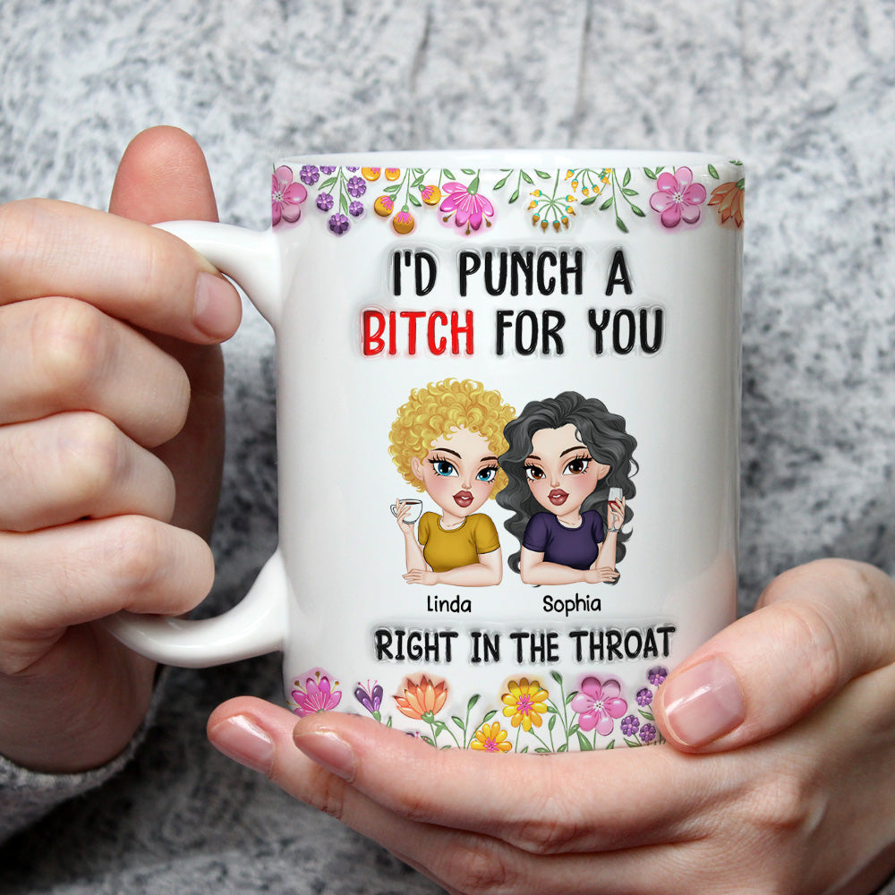 Custom Best Friend, Christmas & Birthday Friendship Keepsake Gift • Punch For You My Bestie - Personalized 3D Inflated Effect Mug