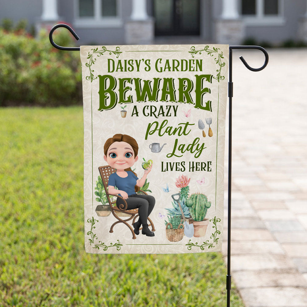 Plant Lady Lives Here - Personalized Flag