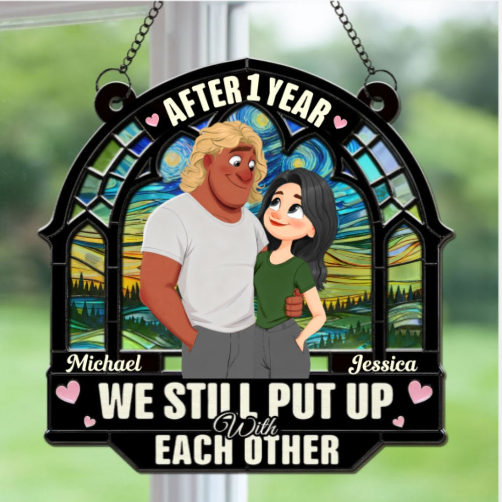 Custom Couple Hanging Decor, Anniversary Valentine's Day Gifts • Forever With You - Personalized Suncatcher