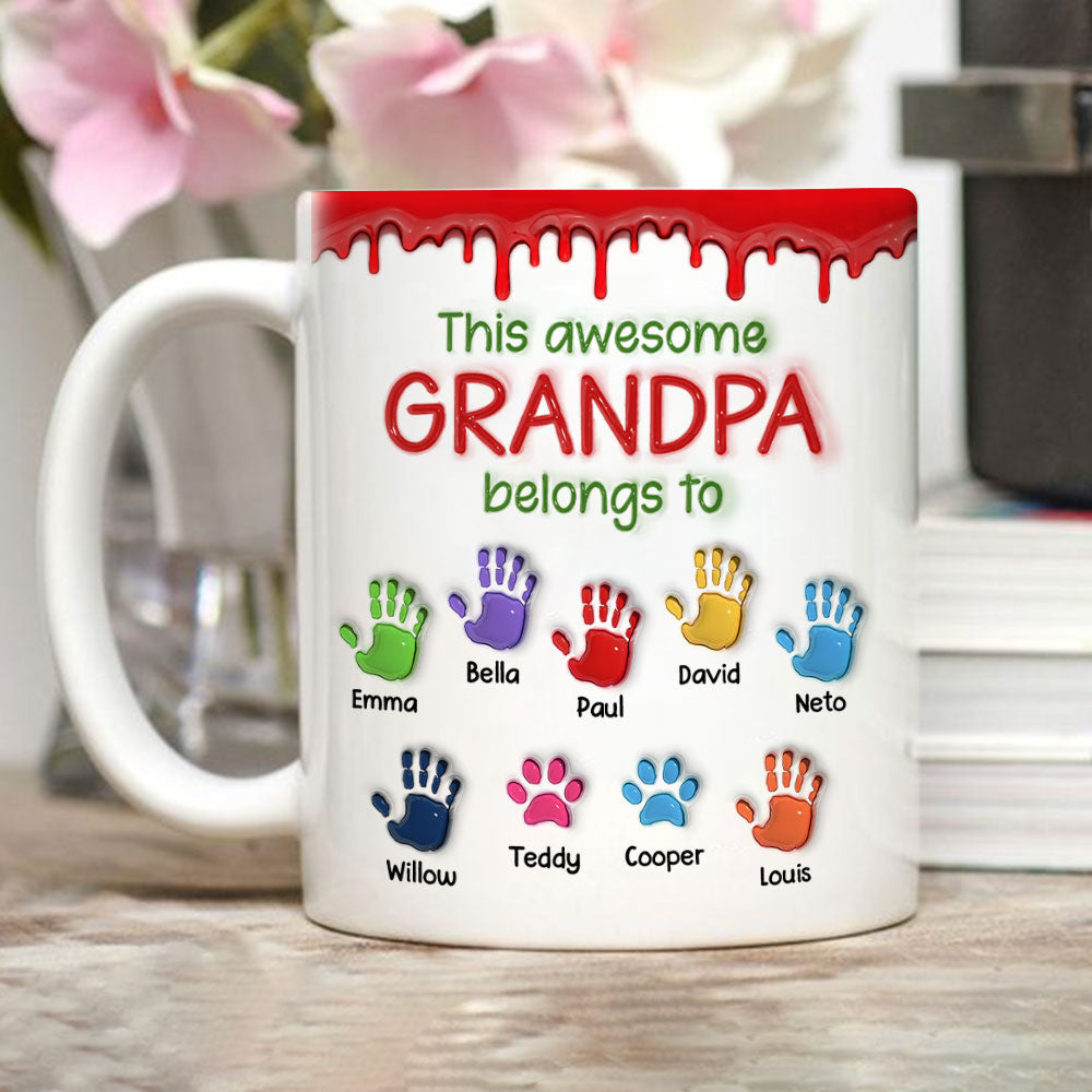 Custom Christmas & Birthday Keepsake Gift • This Awesome Dad Belongs To Us - Personalized 3D Inflated Effect Mug