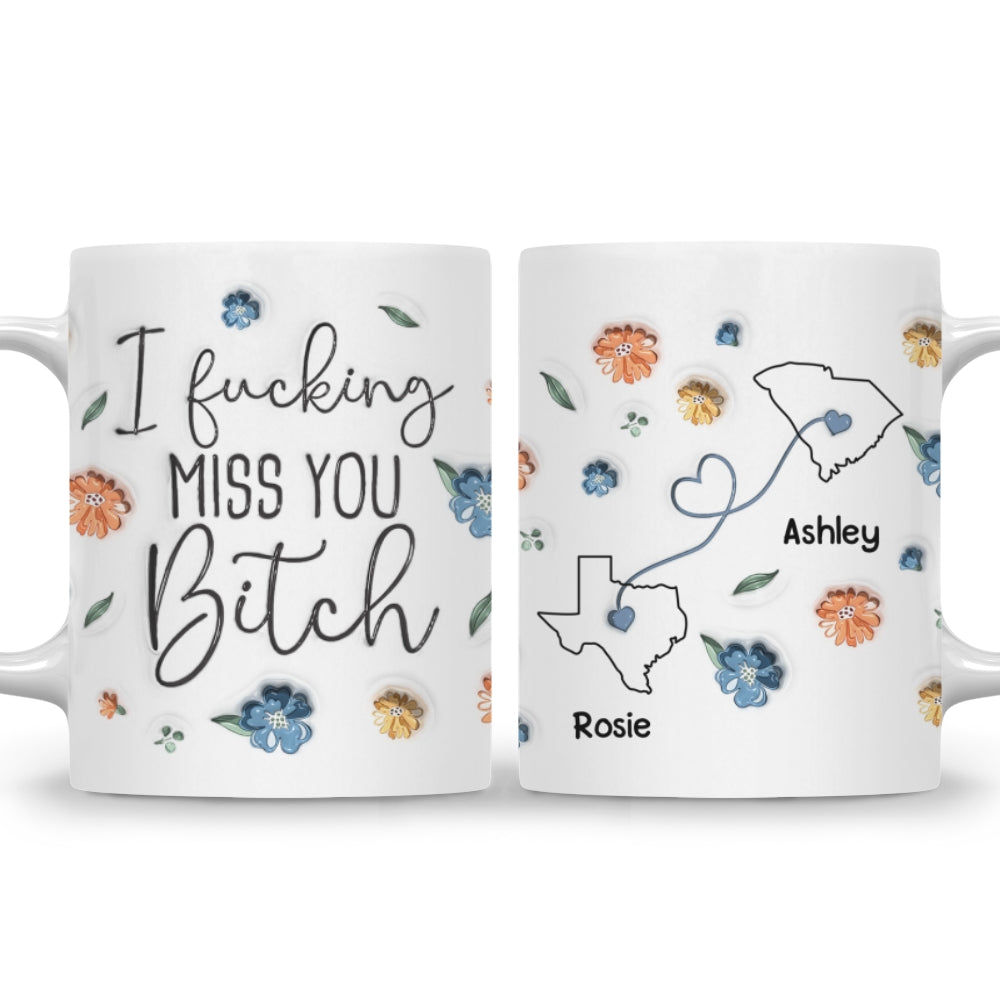 Custom Best Friend, Christmas & Birthday Friendship Keepsake Gift • I Miss You Bestie Version 2 - Personalized 3D Inflated Effect Mug