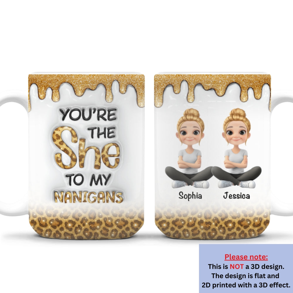 Custom Best Friend, Christmas & Birthday Friendship Keepsake Gift • Bestie Shenanigans - Personalized 3D Inflated Effect Mug