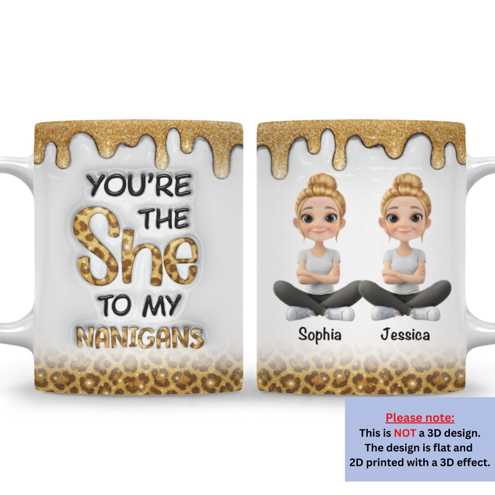 Custom Best Friend, Christmas & Birthday Friendship Keepsake Gift • Bestie Shenanigans - Personalized 3D Inflated Effect Mug