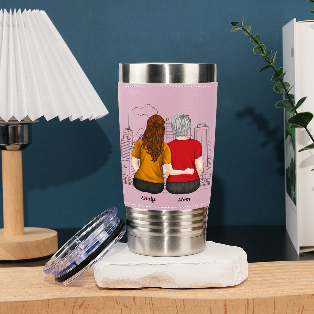 Custom Christmas Birthday Gifts For Daughter • From Mom To Badass Daughter - Personalized Pink Leather Tumbler