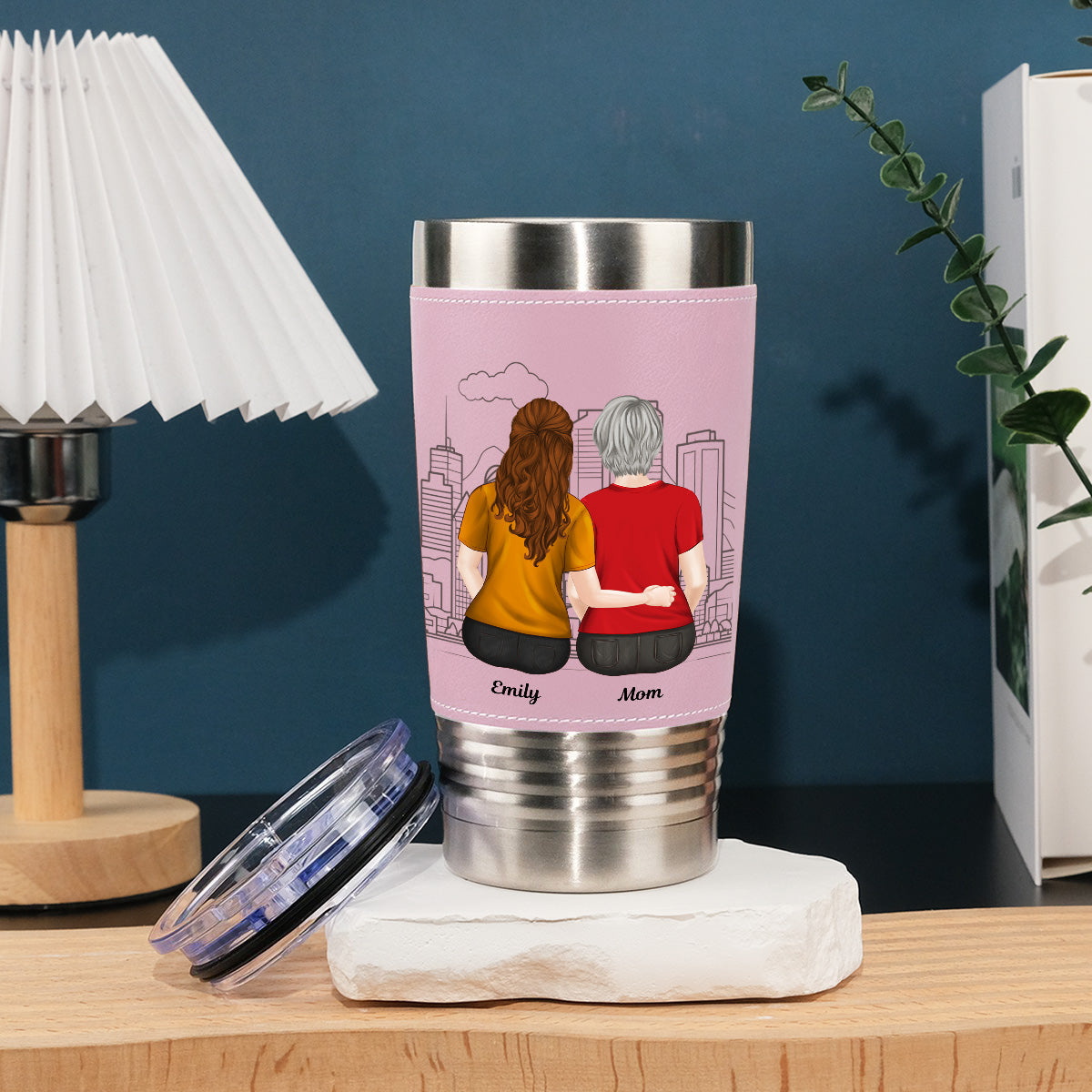 Custom Christmas Birthday Gifts For Daughter • From Mom To Badass Daughter - Personalized Pink Leather Tumbler