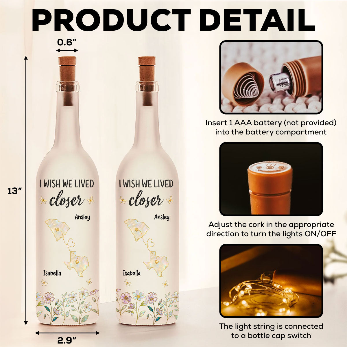 Besties Are Like Stars - Personalized Bottle Lamp