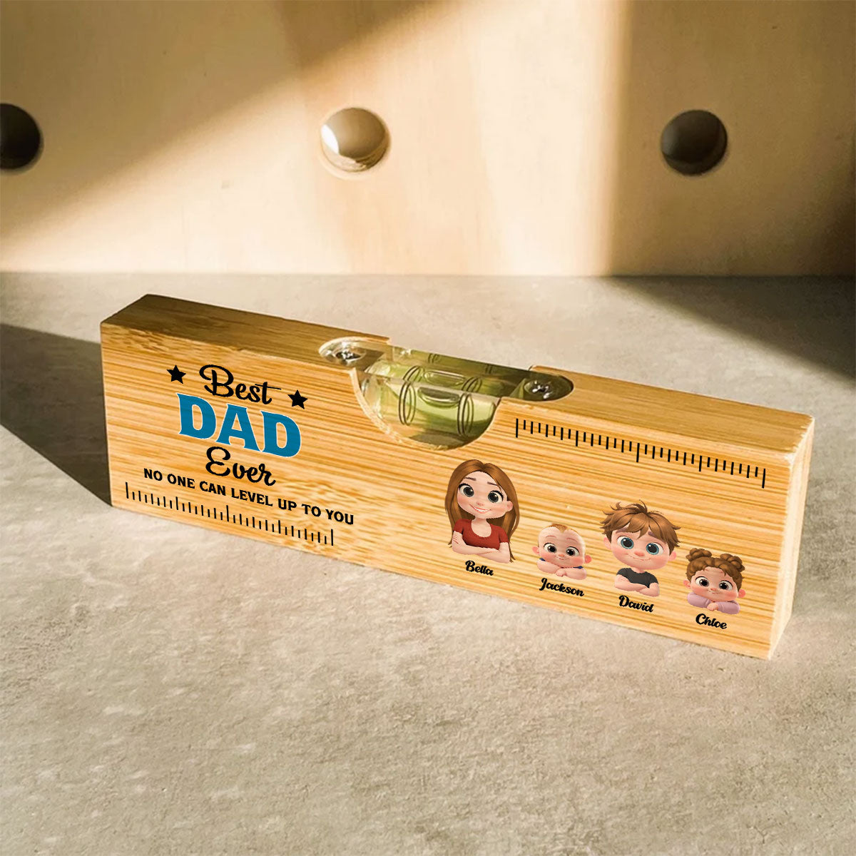 No One Level Up To You - Personalized Wooden Spirit Level Bottle Opener