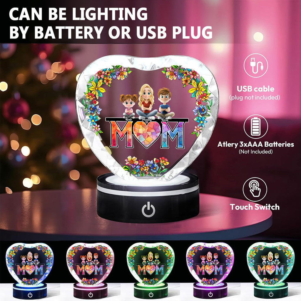 Mommy And Children - Personalized Crystal Led Light