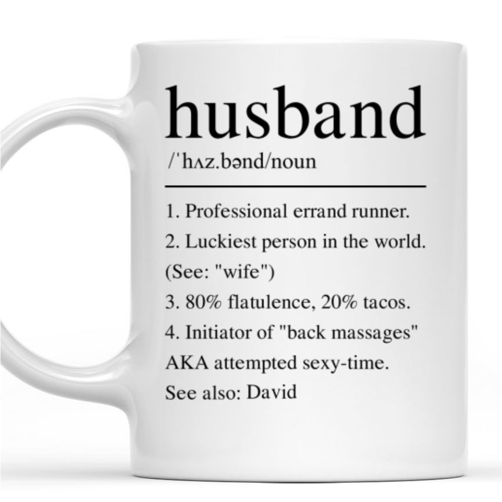 Custom Anniversary Keepsake Gifts For Couple • Husband Funny Definition - Personalized Coffee Mug