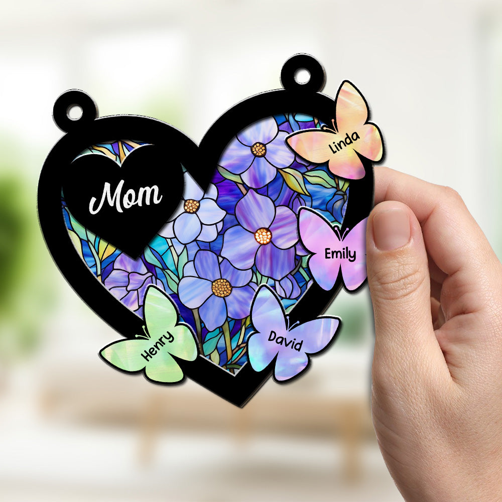 Custom Name Family Name Hanging Decor, Christmas Birthday Gift • Butterfly Of Love - Personalized Suncatcher