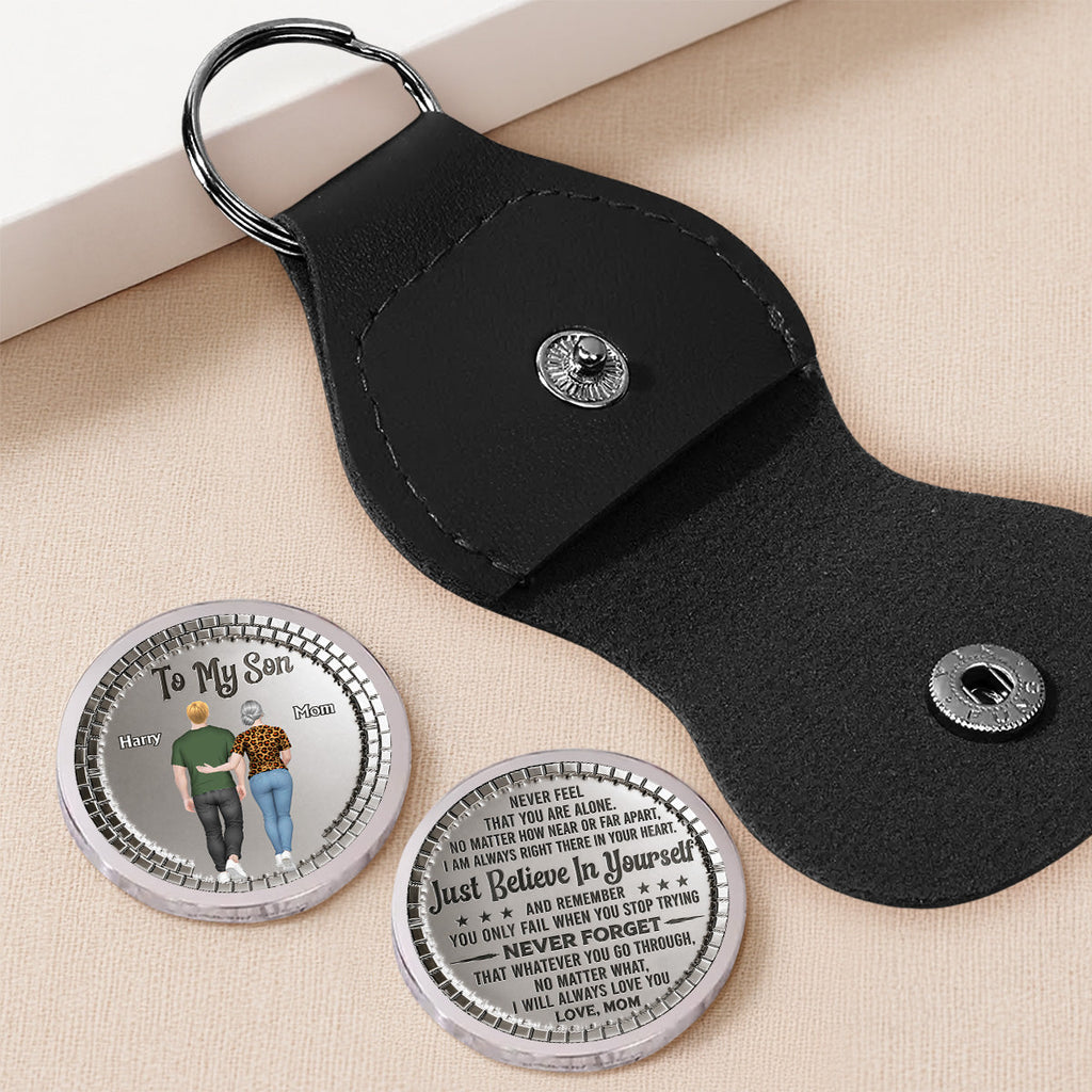 Custom Son Coin Keychain, Father's Day Birthday Gifts • You Only Fail When You Stop Trying - Personalized Pocket Hug