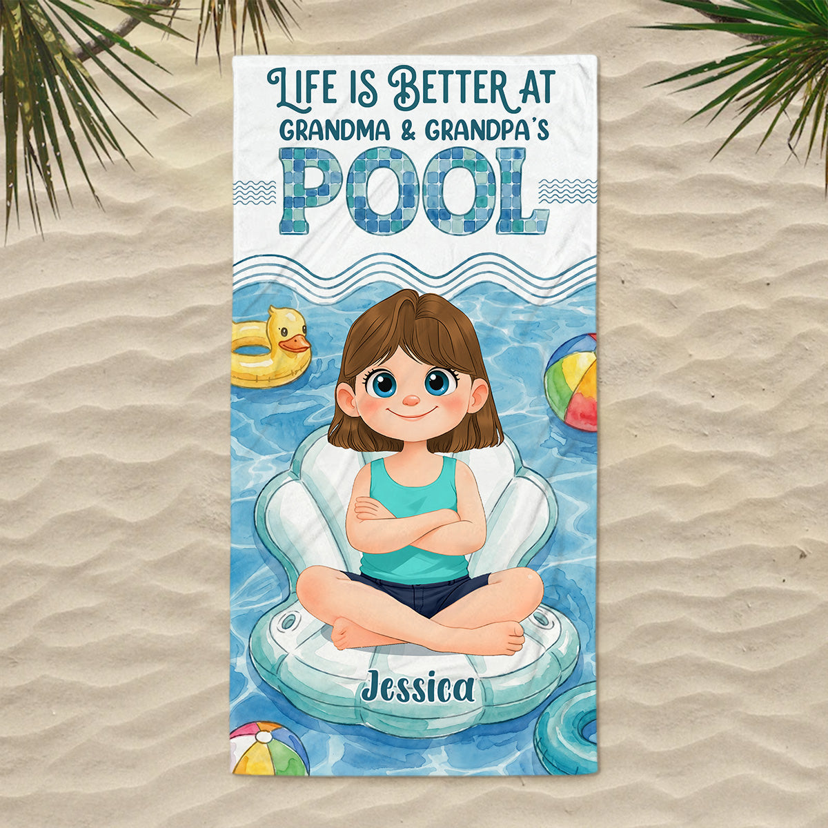Better At Grandma Pool - Personalized Beach Towel