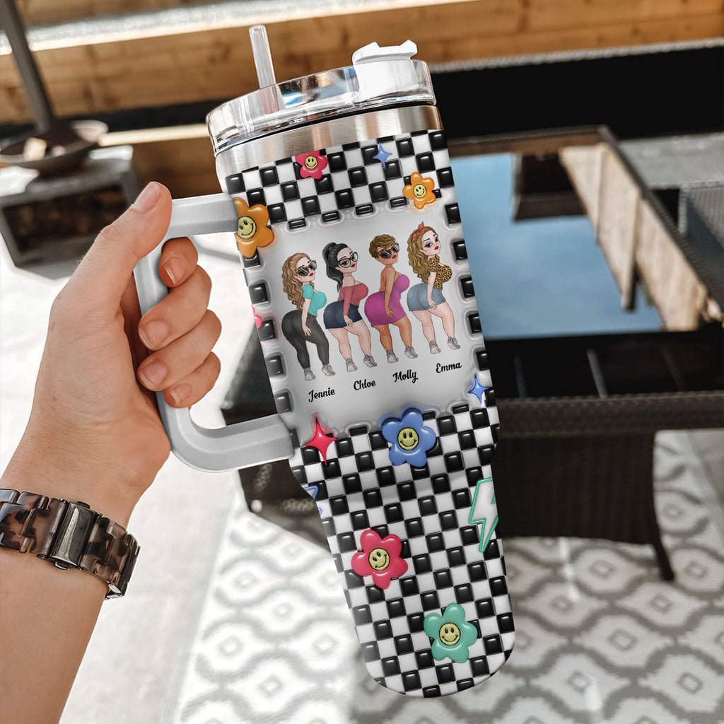 Custom Christmas Birthday Gifts For Best Friend • Sisters By Hearts - Personalized 3D Inflated Effect Printed 40 Oz Tumbler