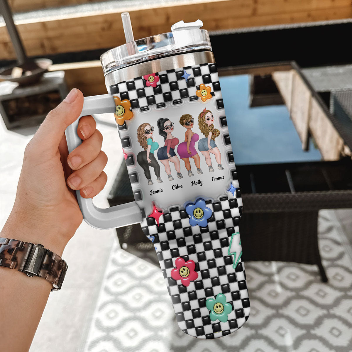 Custom Christmas Birthday Gifts For Best Friend • Sisters By Hearts - Personalized 3D Inflated Effect Printed 40 Oz Tumbler