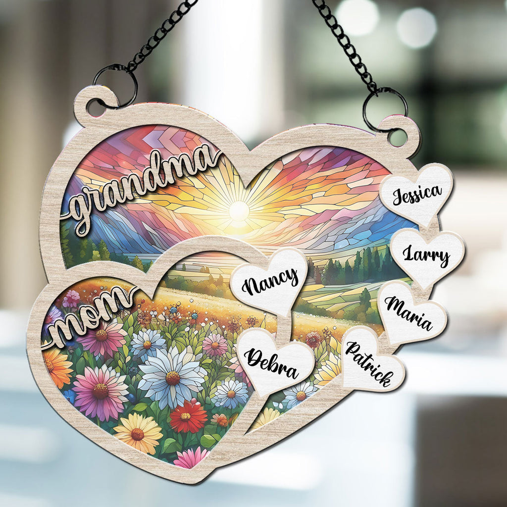 Custom Name Grandma Hanging Decor, Mother's Day Birthday Gifts • Grammy We Love You Forever - Personalized Suncatcher