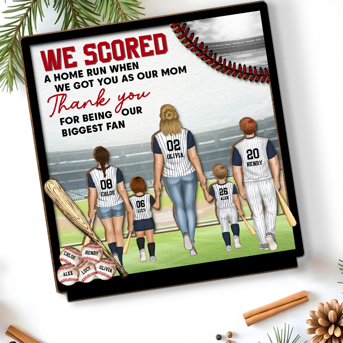 Custom Decor for Wife, Gift for Her • Baseball And Love Go Together - Personalized 2-Layer Wood Plaque With Flat Base