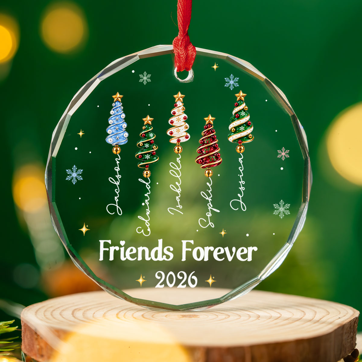Custom Sister Christmas Ornament •  Best Sisters Forever - Personalized Glass Ornament