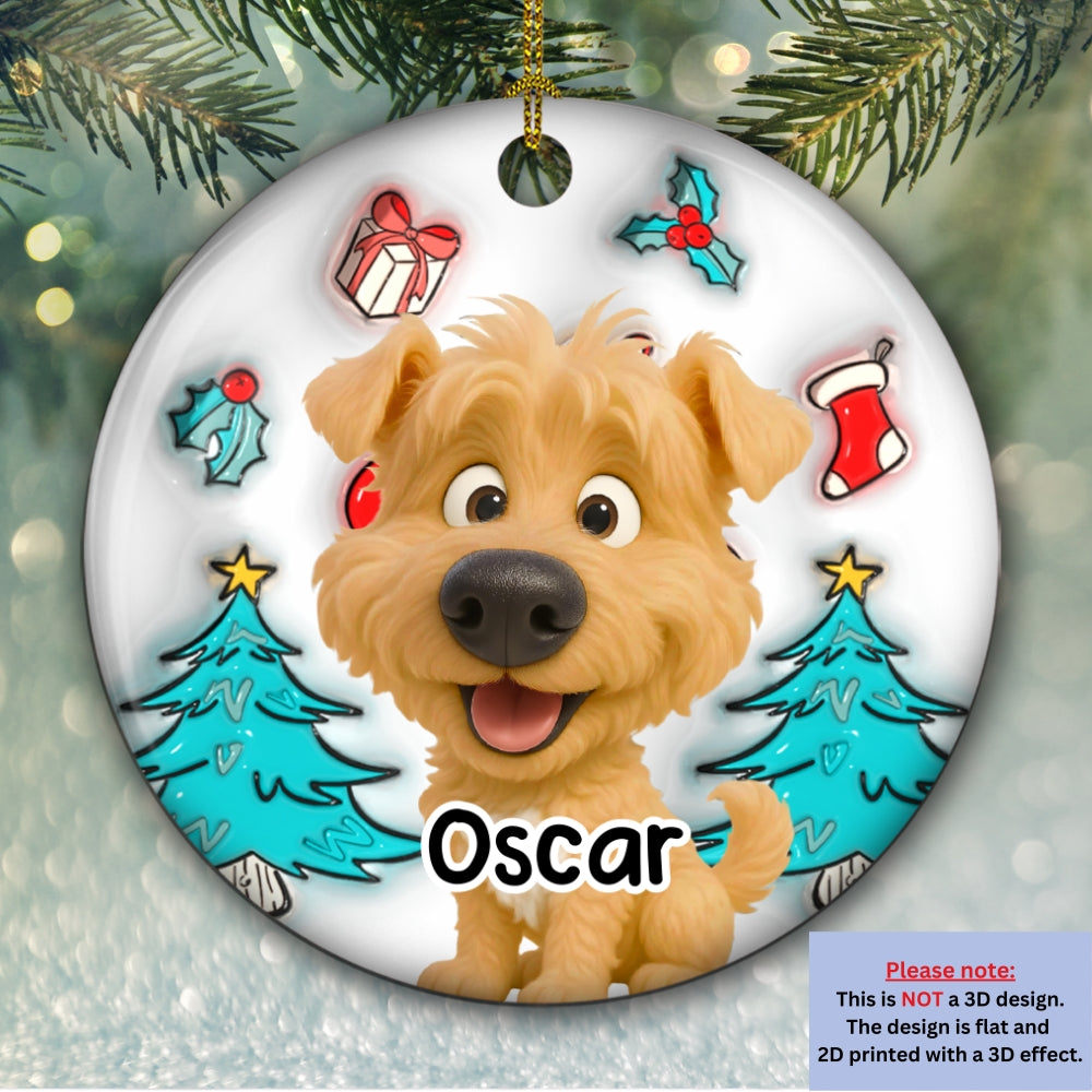 Custom Keepsake Christmas Ornament •  Santa Is Coming - Personalized 3D Inflated Effect Ceramic Ornament