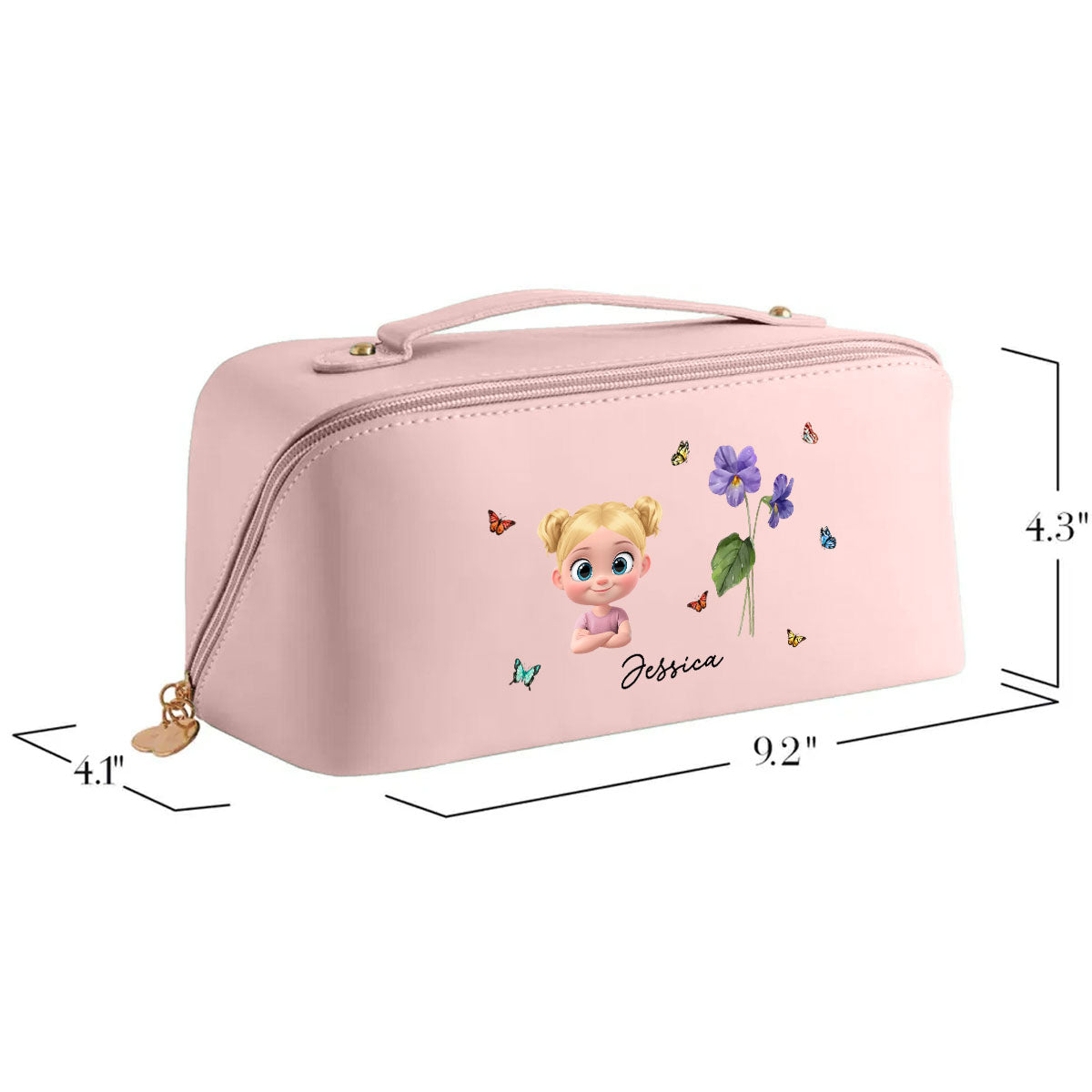 Every Child Is A Wildflower - Personalized Leather Makeup Bag