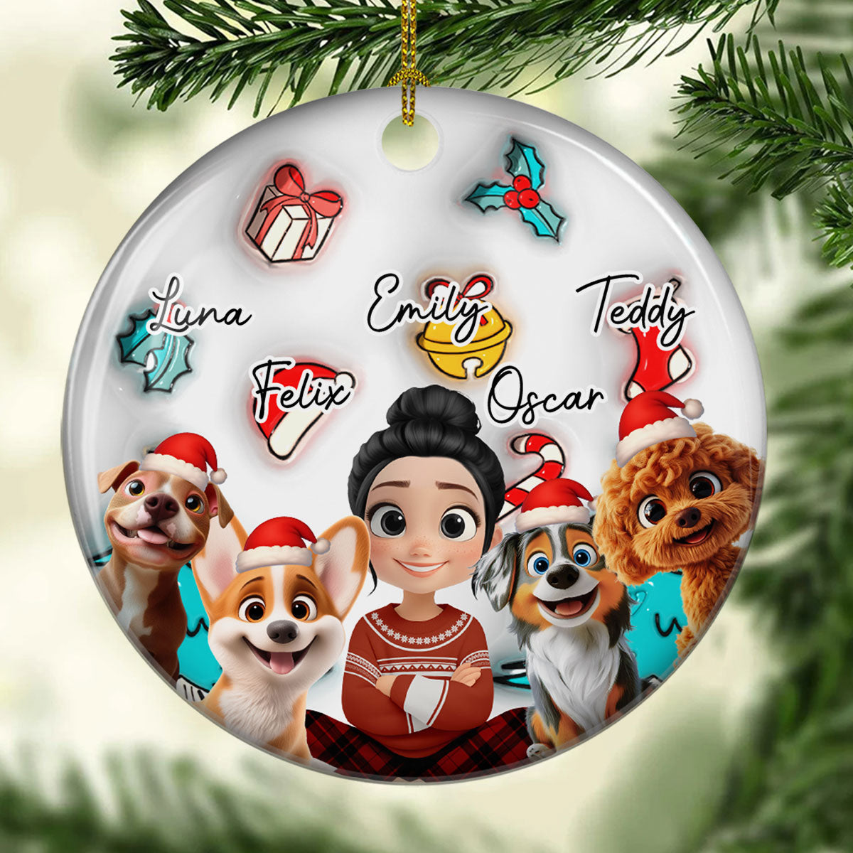 Custom Keepsake Christmas Ornament •  Santa Is Coming To Us - Personalized 3D Inflated Effect Ceramic Ornament