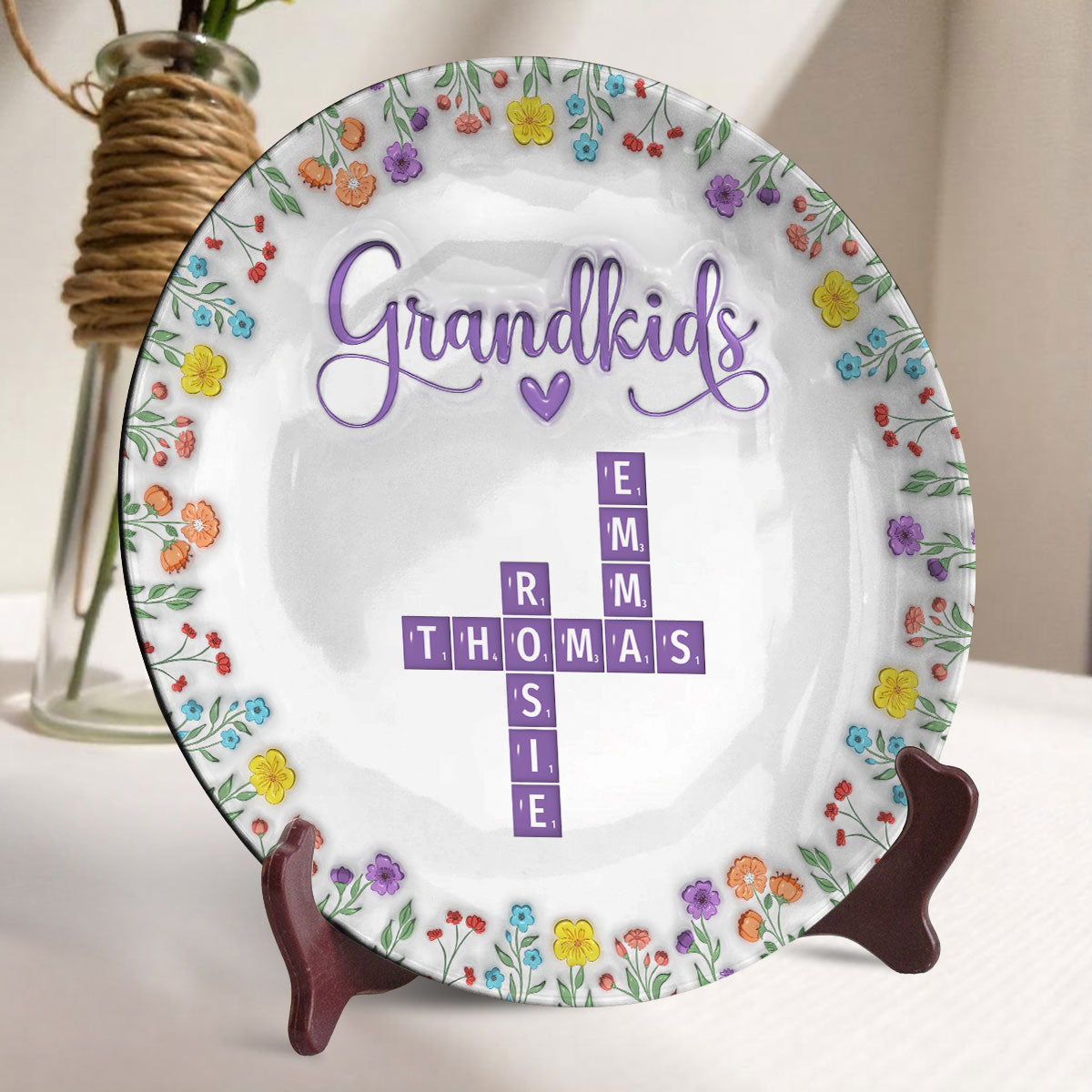Love My Grandkids Crossword - Personalized Plate