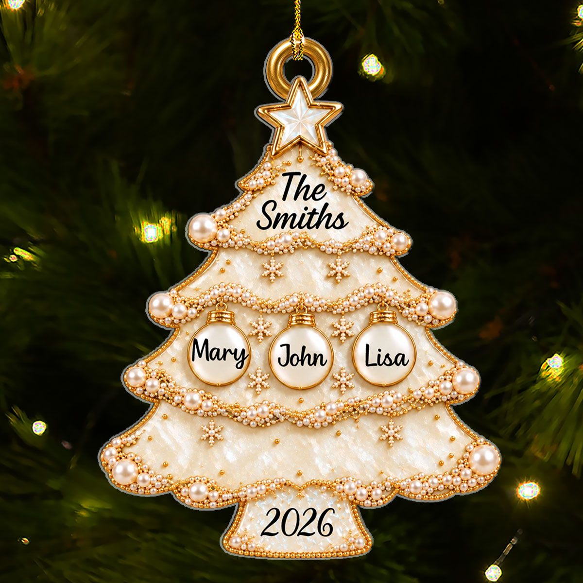 Custom Family Ornament, Christmas Gift for Family Members •  Christmas Tree of Love - Personalized Acrylic Ornament