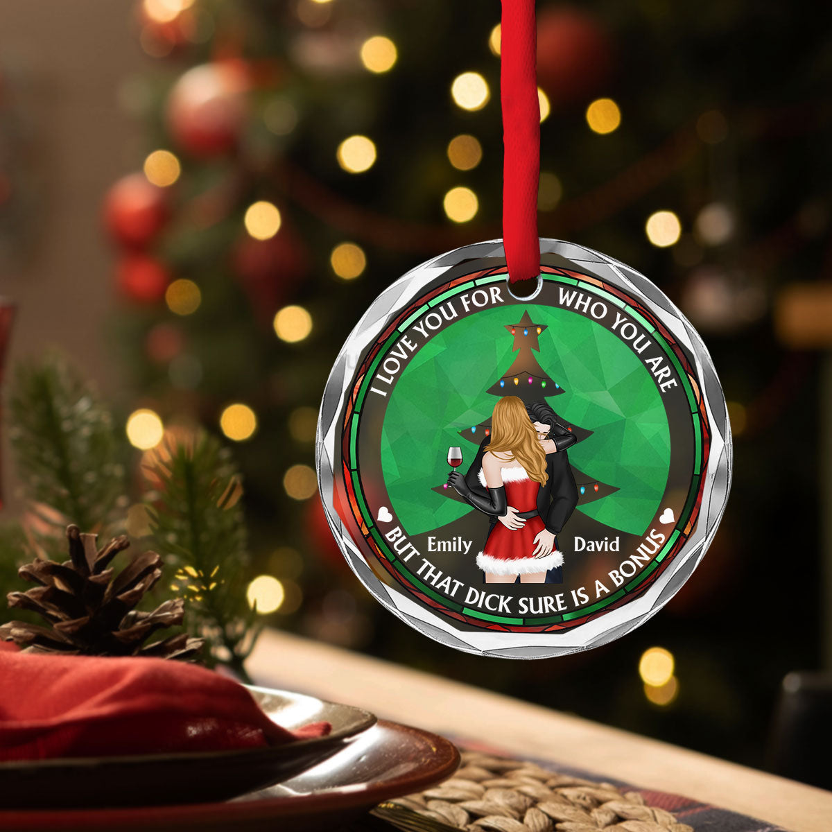 Custom Couple Christmas Ornament, Anniversary Gift •  The Only One I Want To Annoy - Personalized Glass Ornament