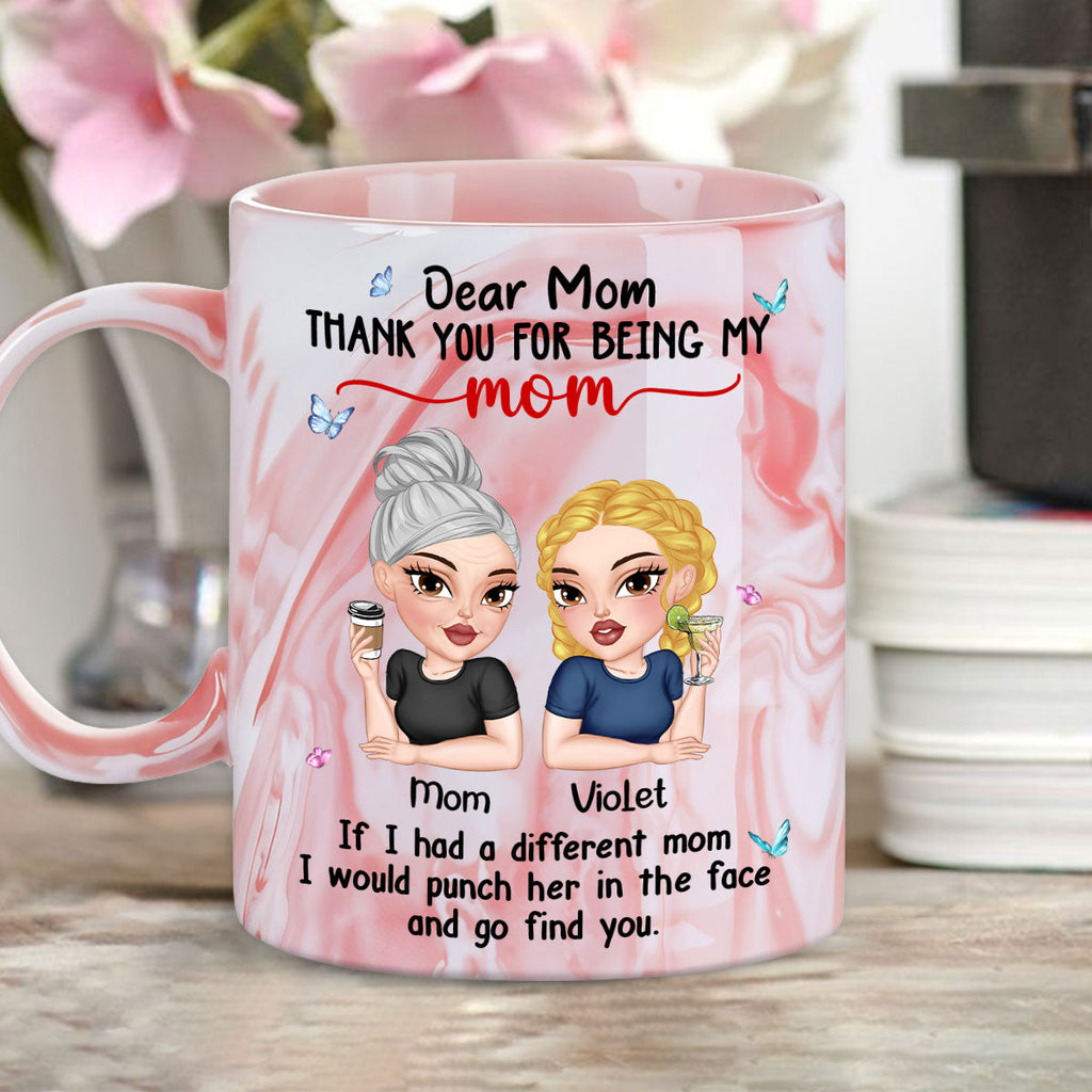 Custom Mother's Day Gift for Mom & Grandma • You Are My Only Mom - Personalized Pink Marble Mug