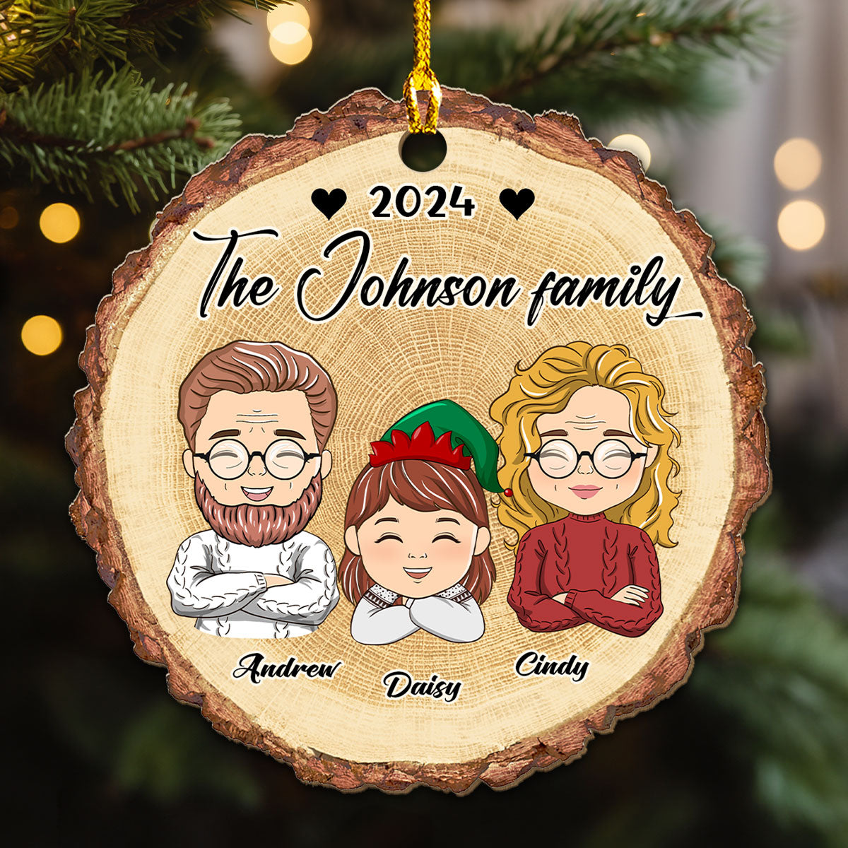 Custom Family Ornament, Christmas Gift for Family Members •  I Love My Family - Personalized Wood Ornament