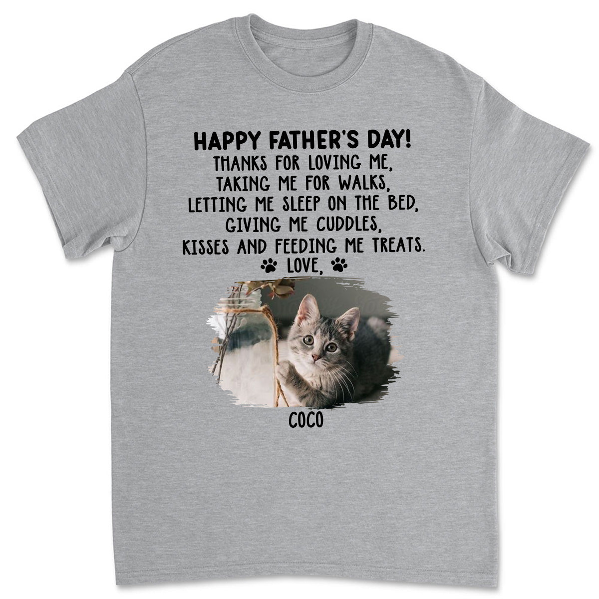 Custom Photo Christmas & Birthday Keepsake Gift • Thanks For Loving Me Cat Dad Photo - Personalized Unisex T-Shirt