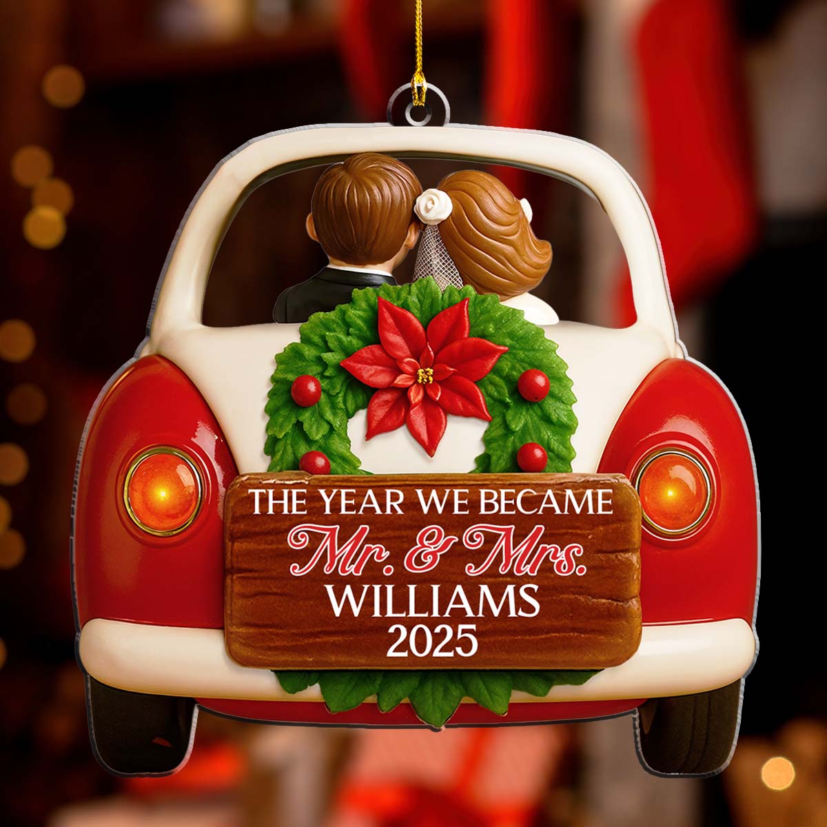 Custom First Christmas Ornament Married, Gift for Newlyweds •  The Year We Became Forever - Personalized Acrylic Ornament