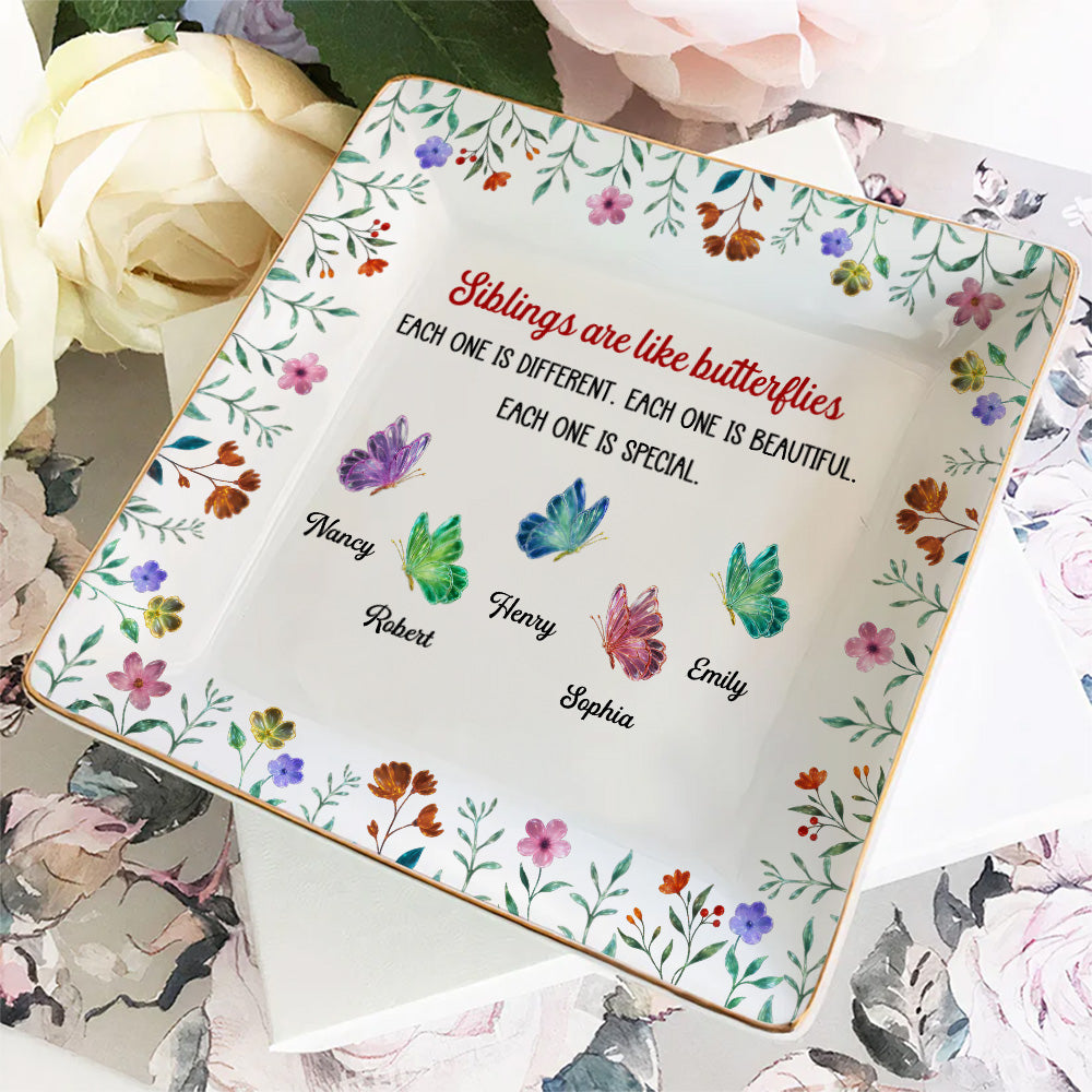 Custom Trinket Dish, Meaningful Birthday Gift For Her • Festive Sister Love - Personalized Jewelry Dish
