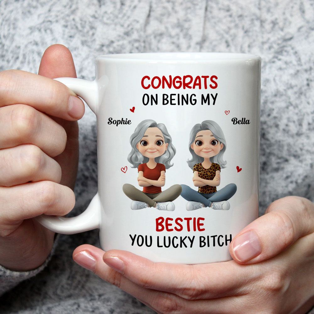 Custom Best Friend, Christmas & Birthday Friendship Keepsake Gift • Congrats My Bestie - Personalized Coffee Mug