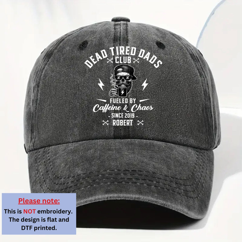 Custom Christmas Headwear Birthday Gifts for Grandpa • Fueled By Their Laughter - Personalized Vintage Washed Denim Cap