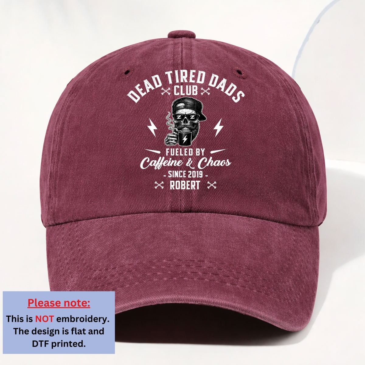 Custom Christmas Headwear Birthday Gifts for Grandpa • Fueled By Their Laughter - Personalized Vintage Washed Denim Cap