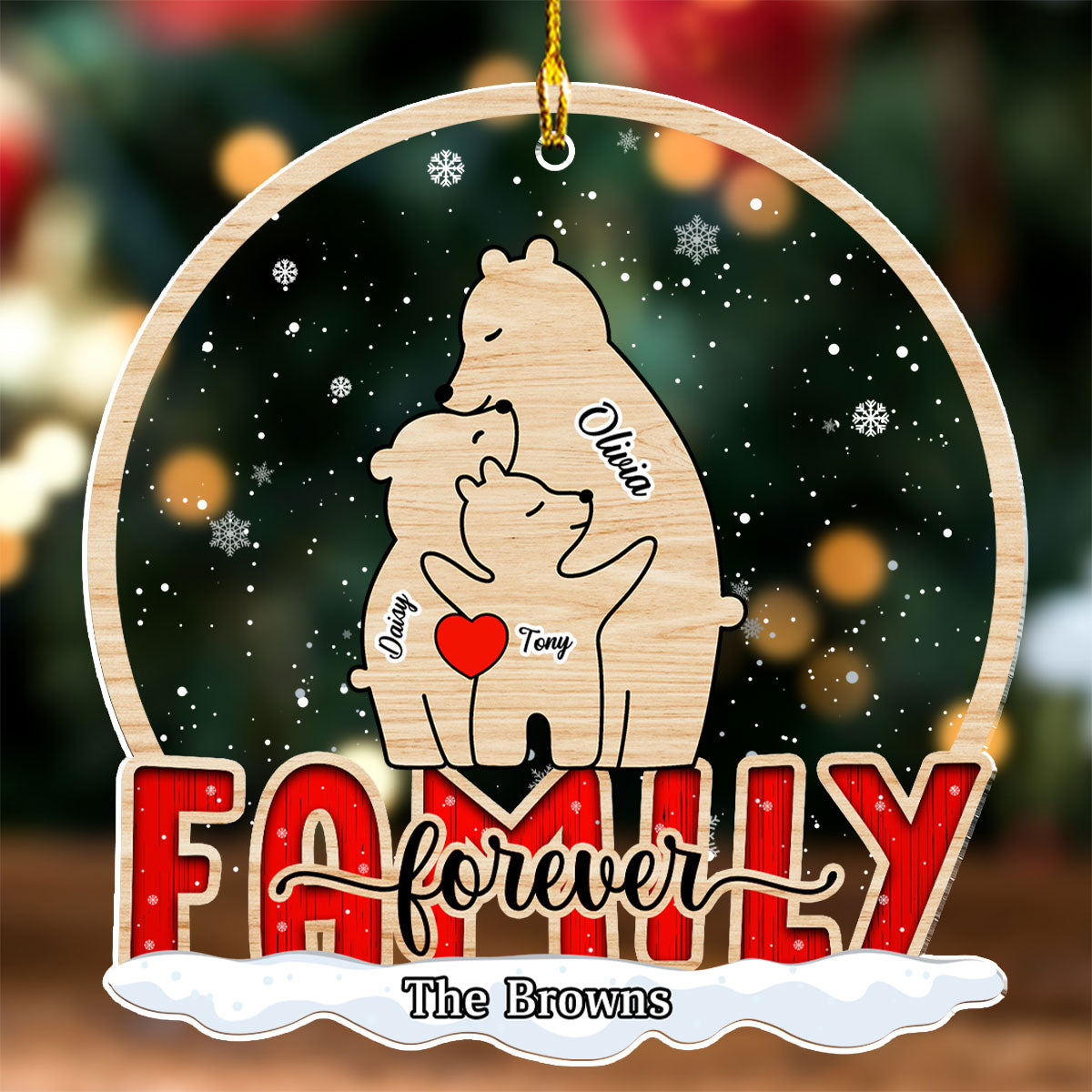 Custom Family Ornament, Christmas Gift for Family Members •  Bear Family - Personalized Acrylic Ornament