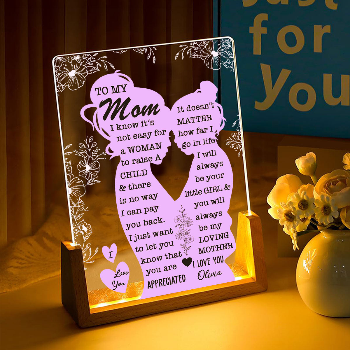 Custom Gift for Mom Grandma, Mother's Day Birthday • To My Mom - Personalized Night Light