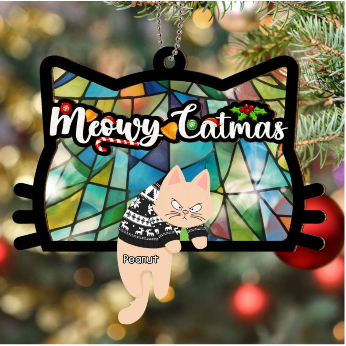Custom Keepsake Christmas Ornament •  Have A Pawsome Christmas - Personalized Suncatcher Ornament