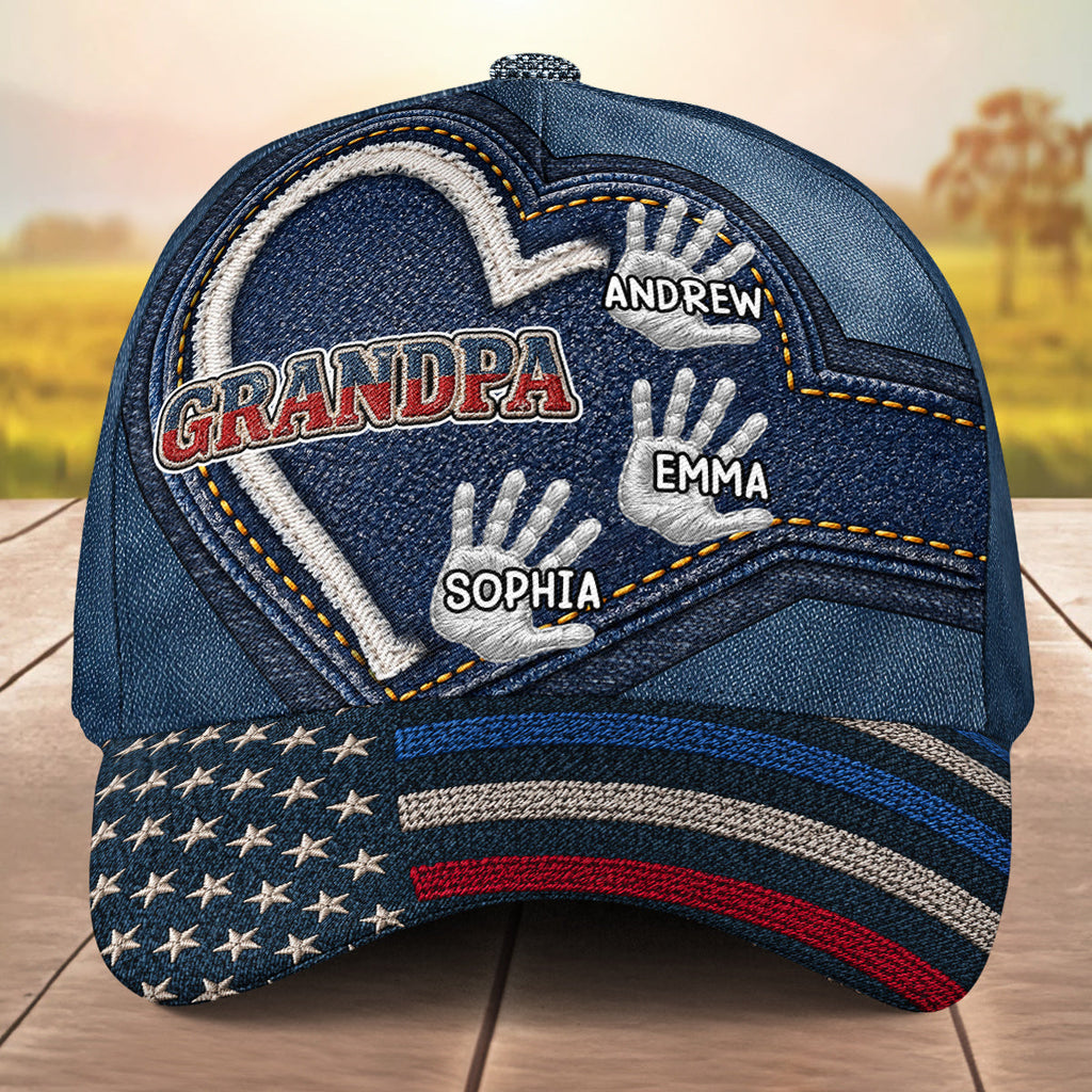 Grandpa And Grandkid's Hands - Personalized Classic Cap