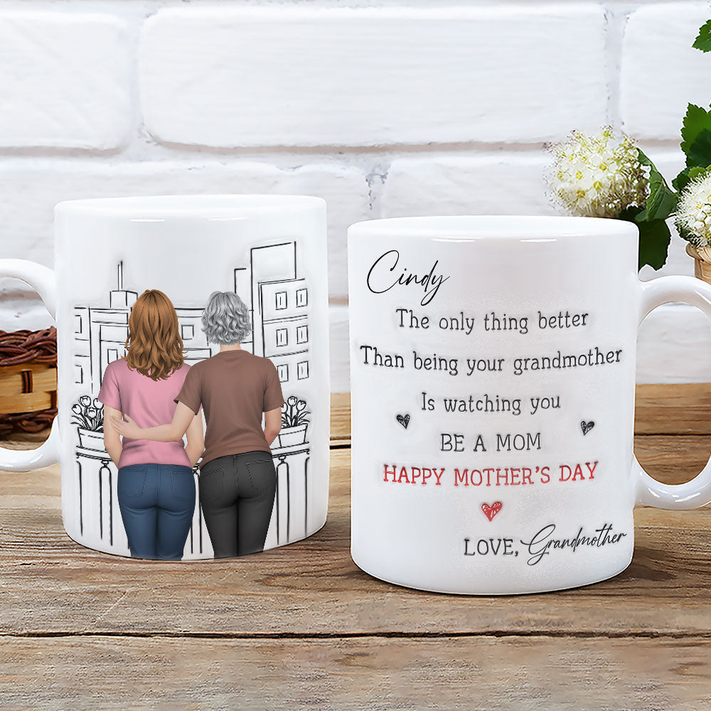 Custom Christmas & Birthday Gift for Granddaughter • Watching You Be Caring Grandmother - Personalized 3D Inflated Mug