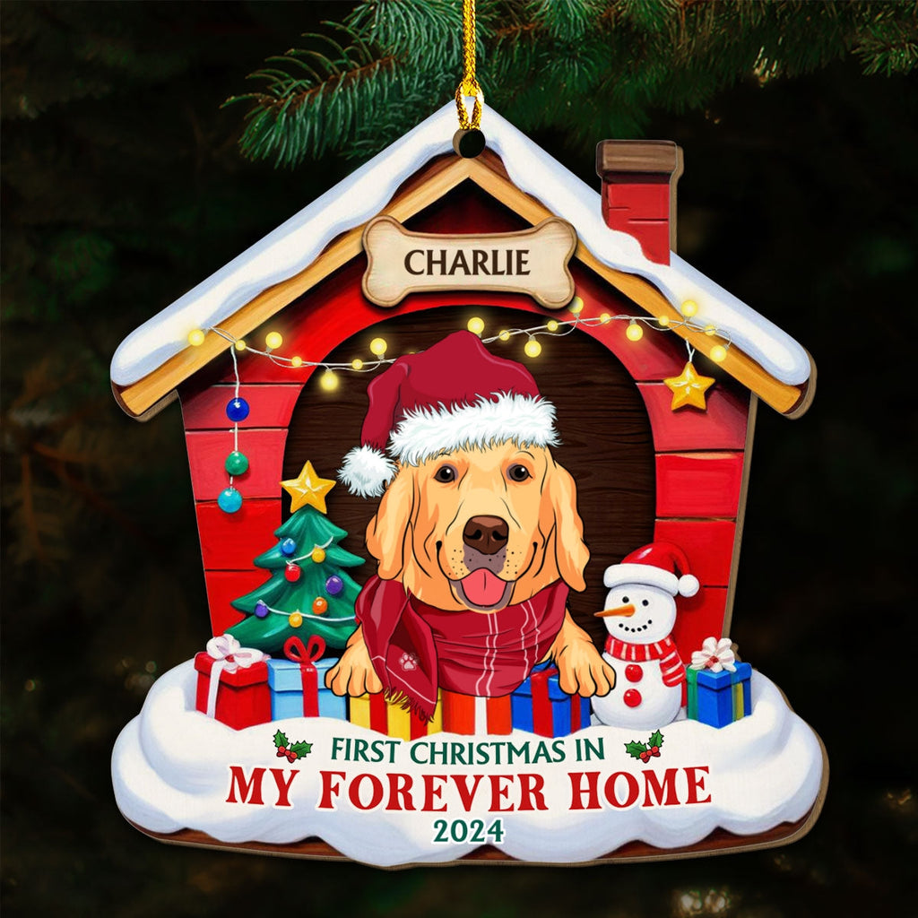 Custom Keepsake Christmas Ornament •  Dog Forever Home - Personalized Wood Ornament