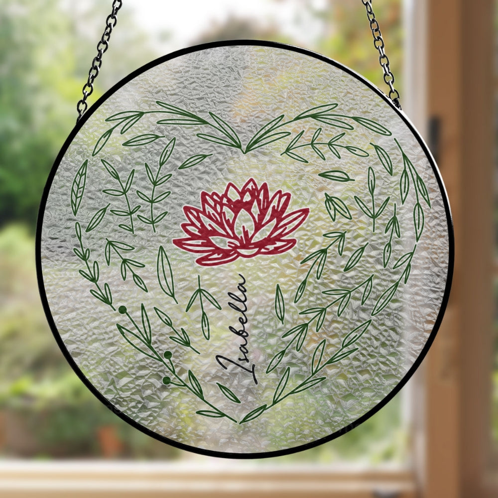 Custom Name Grandma Hanging Decor, Mother's Day Birthday Gifts • Family Flowers - Personalized Window Hanging Suncatcher