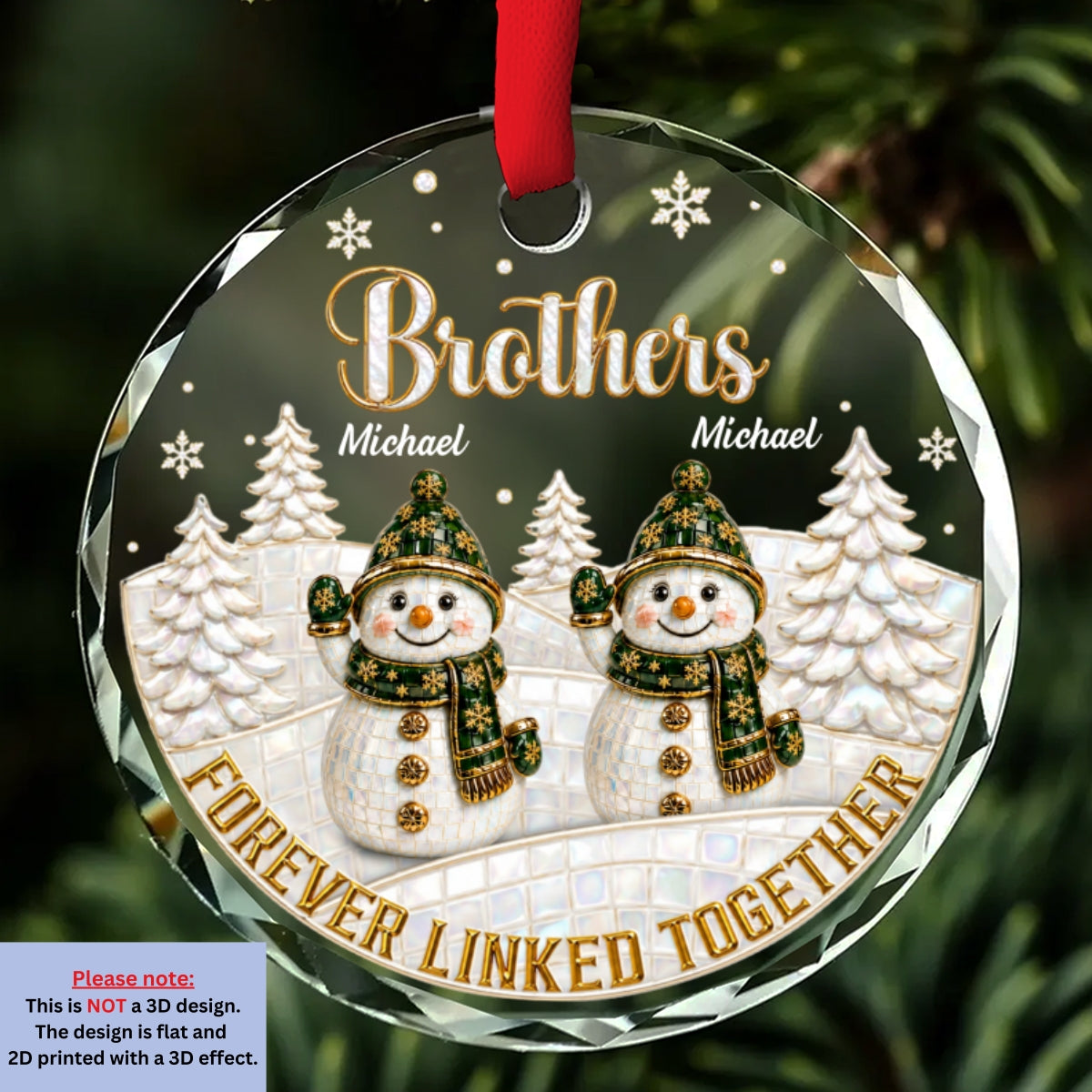 Custom Sister Christmas Ornament •  Forever Our Bond - Personalized Glass Ornament