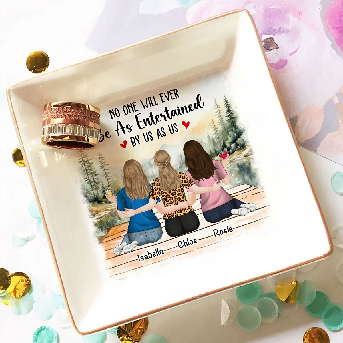 Custom Bestie Trinket Dish, Birthday Christmas Gift For Best Friend • No One Will Ever Be As Entertained - Personalized Jewelry Dish