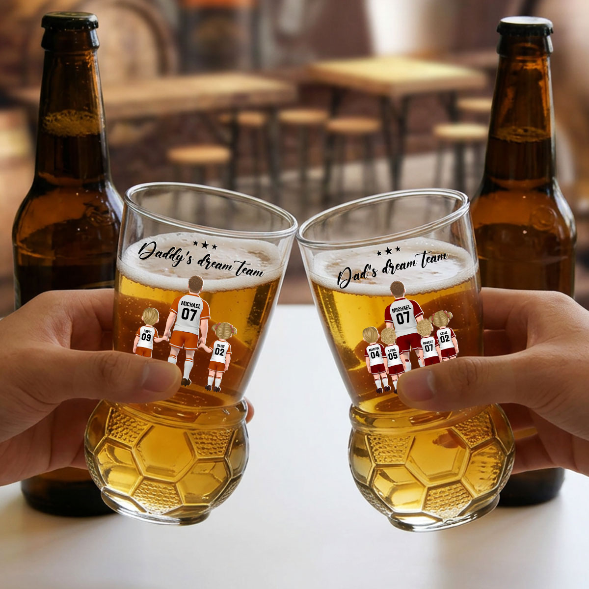 Family Goals - Personalized Football Beer Glass
