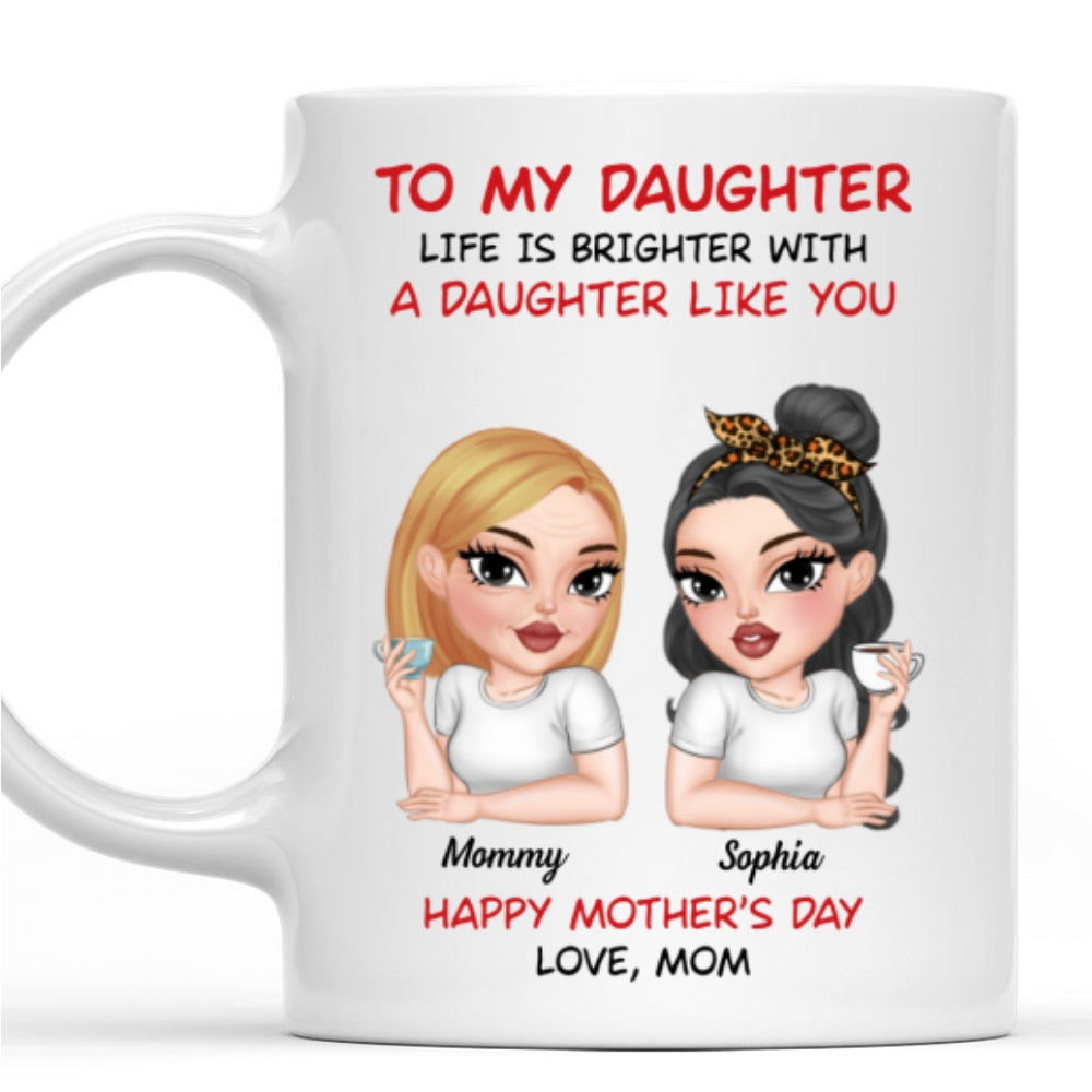 Custom Christmas & Birthday Gift for Mom • Life Shines With Amazing Daughters - Personalized Coffee Mug