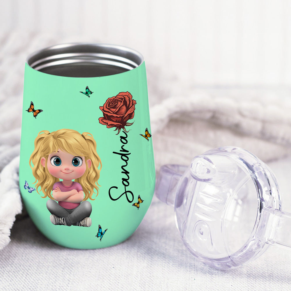 Floral Soul - Personalized Sippy Cup With Handles