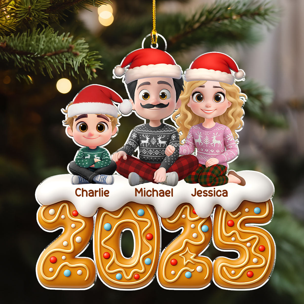 Custom Family Ornament, Christmas Gift for Family Members •  Family Of The Year - Personalized Acrylic Ornament