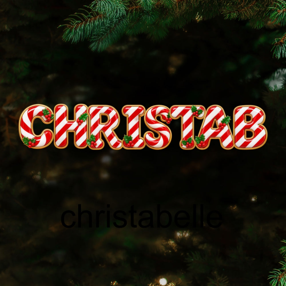 Custom Letter Christmas Ornament & Stocking Tag with Name • Family Name - Personalized Acrylic Ornament