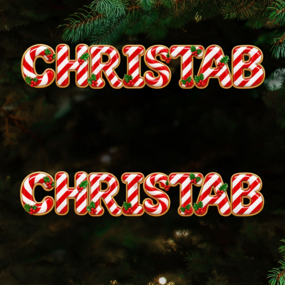Custom Letter Christmas Ornament & Stocking Tag with Name • Family Name - Personalized Acrylic Ornament